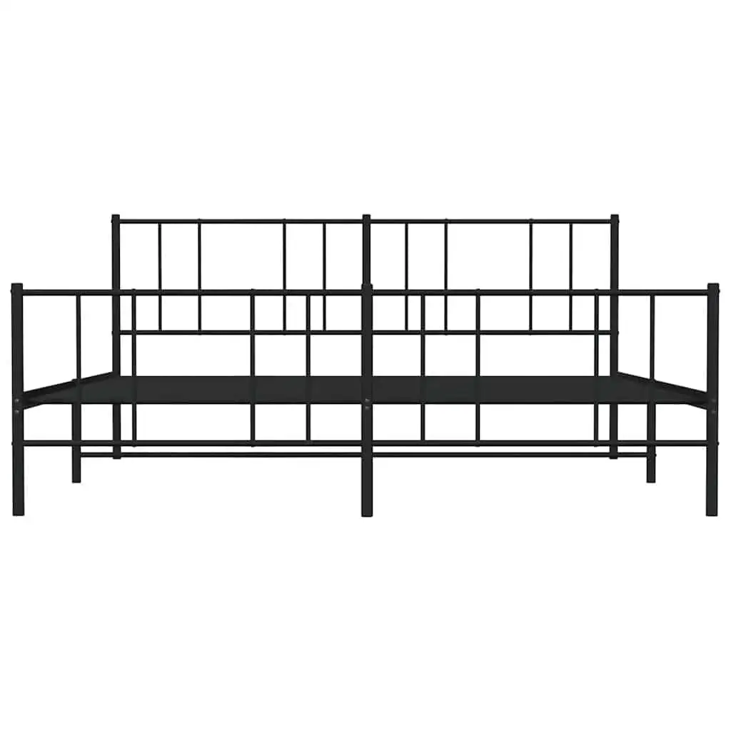 Metal Bed Frame King Size Powder-coated Steel 183x203cm Black