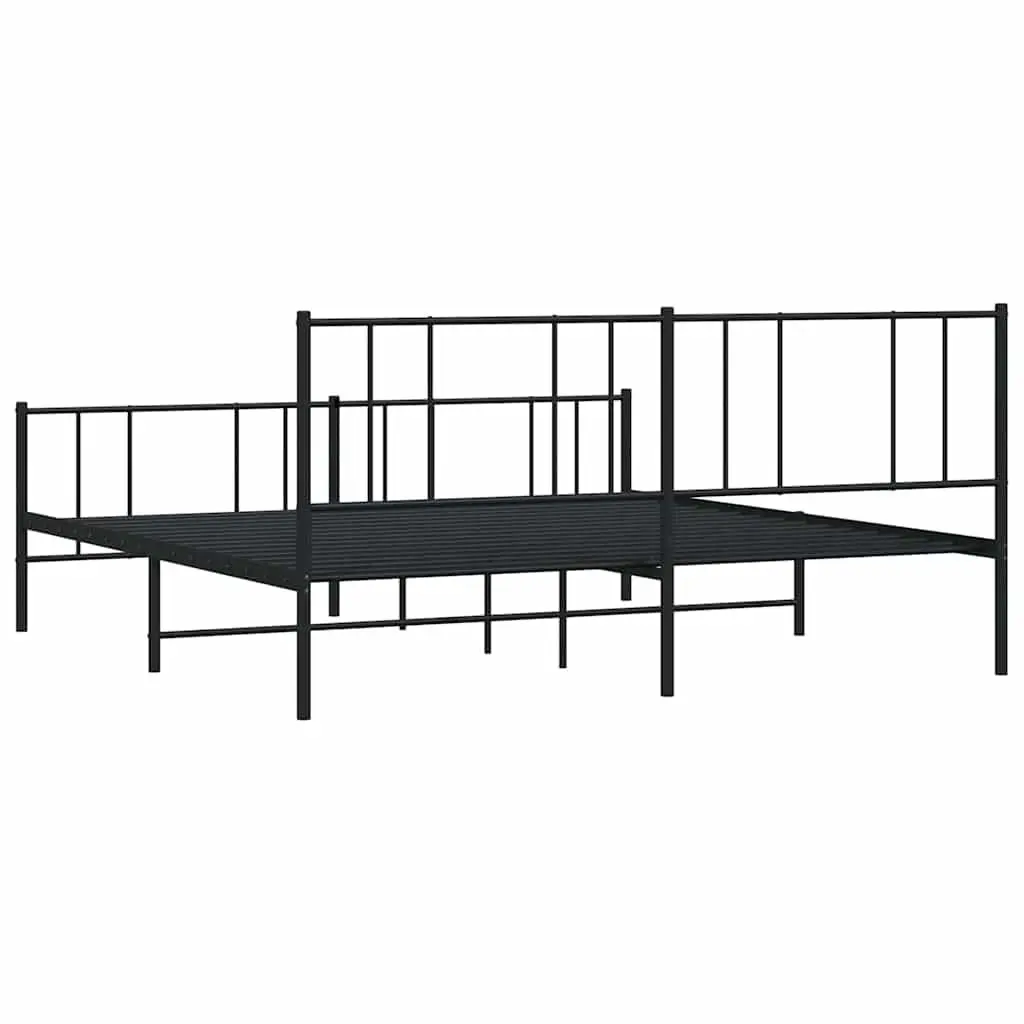 Metal Bed Frame King Size Powder-coated Steel 183x203cm Black