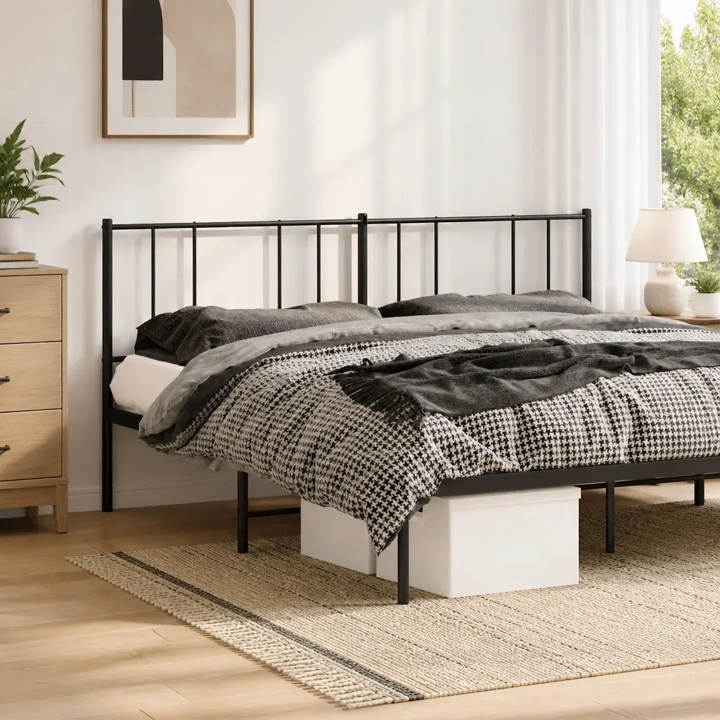 Metal Headboard Powder-Coated Steel Black 180cm Bedroom Bed Frame Backrest Support