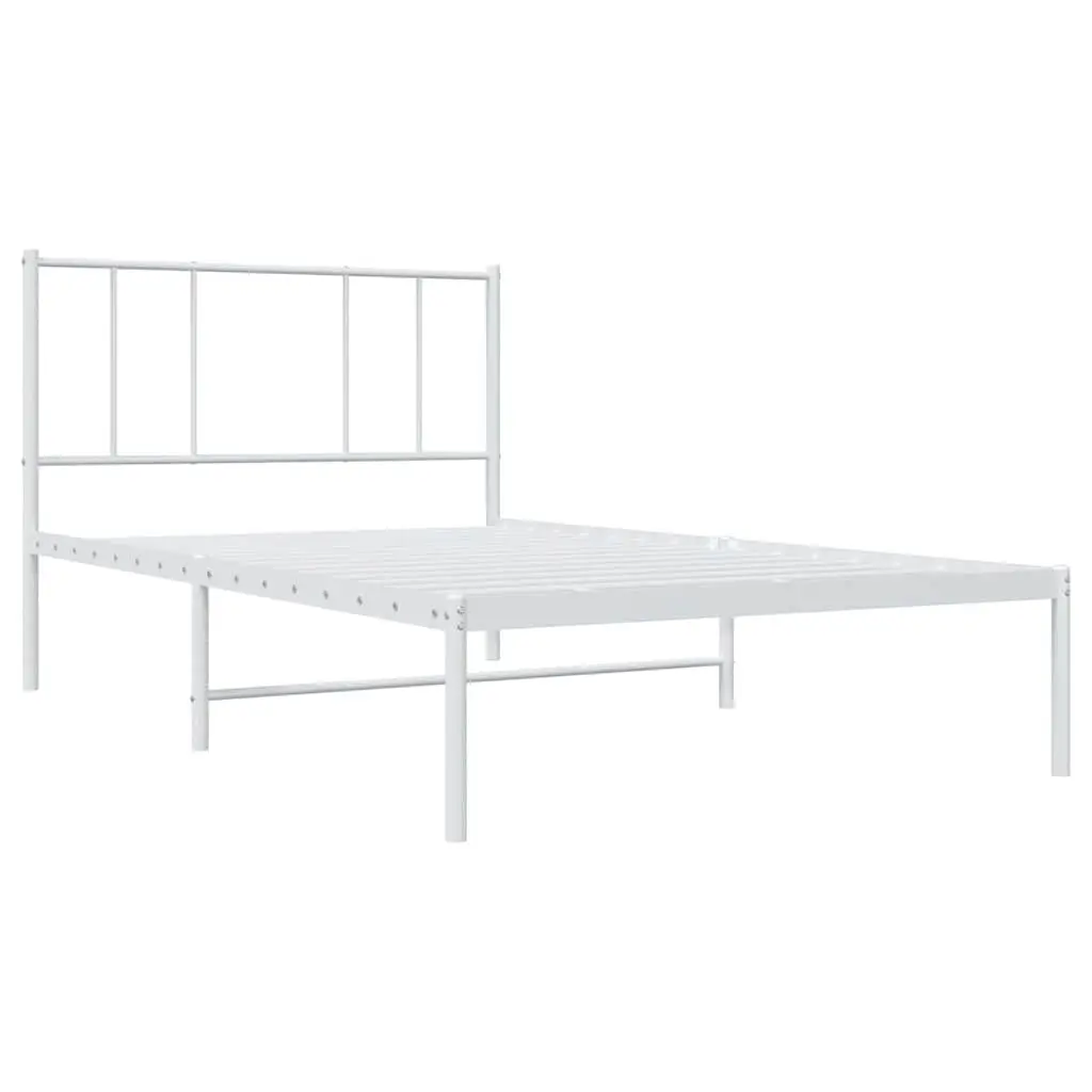 Metal Bed Frame King Single 107x203cm White Headboard Bedroom Furniture Slatted
