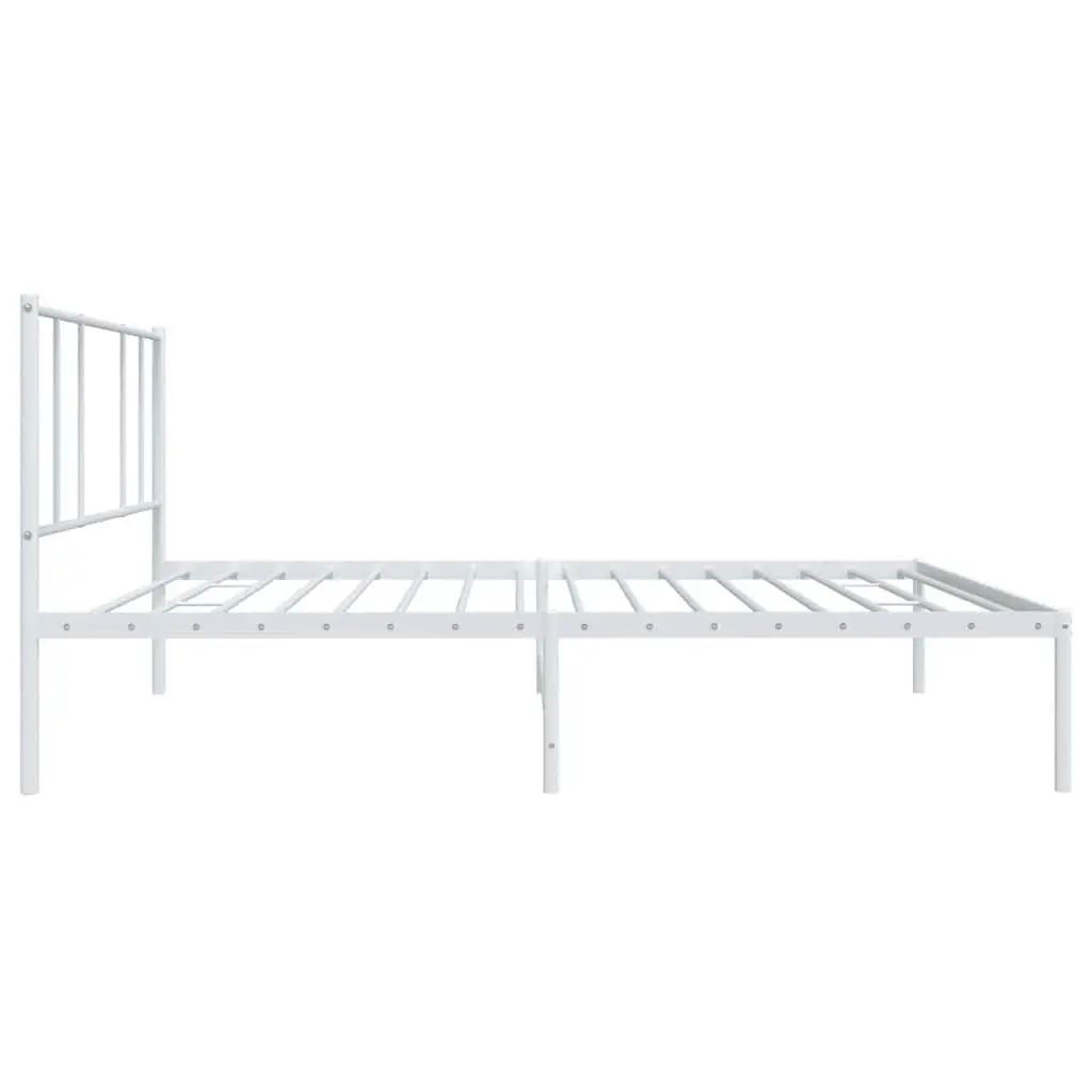 Metal Bed Frame King Single 107x203cm White Headboard Bedroom Furniture Slatted