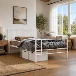 Practical King Single Bed Frame 107x203 cm with Storage