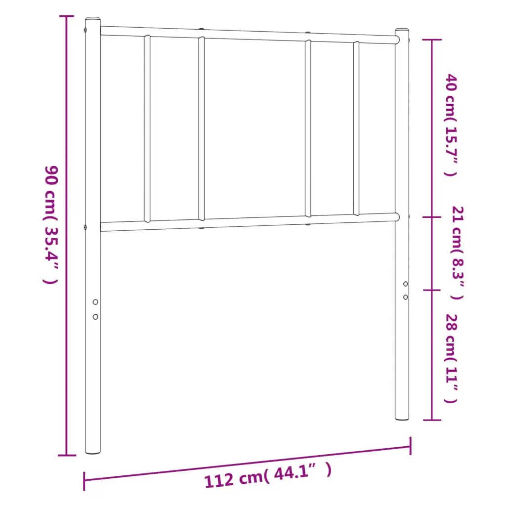 White Metal Headboard 107cm Powder Coated Steel Frame for Bed Support
