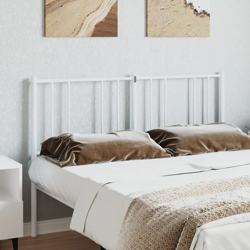 White Metal Headboard 135cm Sturdy Steel Construction for Bedroom Bed Frame