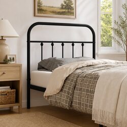 Practical Black Metal Headboard for Everyday Use