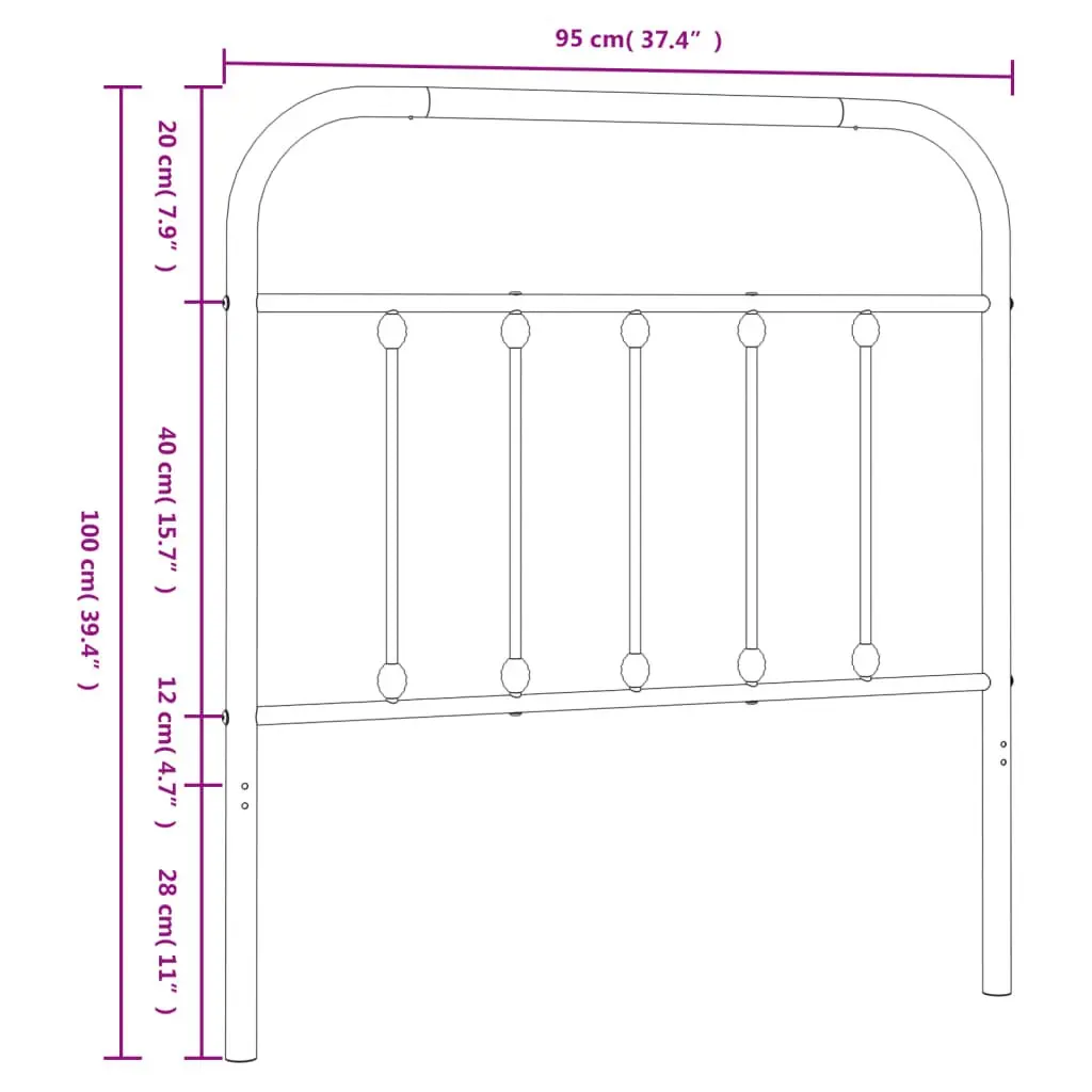 Metal Headboard Black 90cm Bed Frame Header Bedroom Furniture Stylish Design