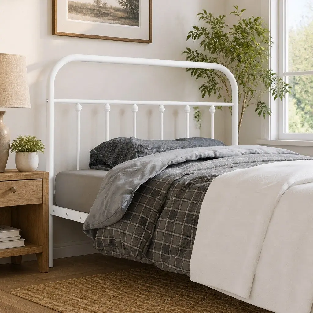 Metal Bed Headboard White 107 cm Bedroom Bed Head Board Replacement