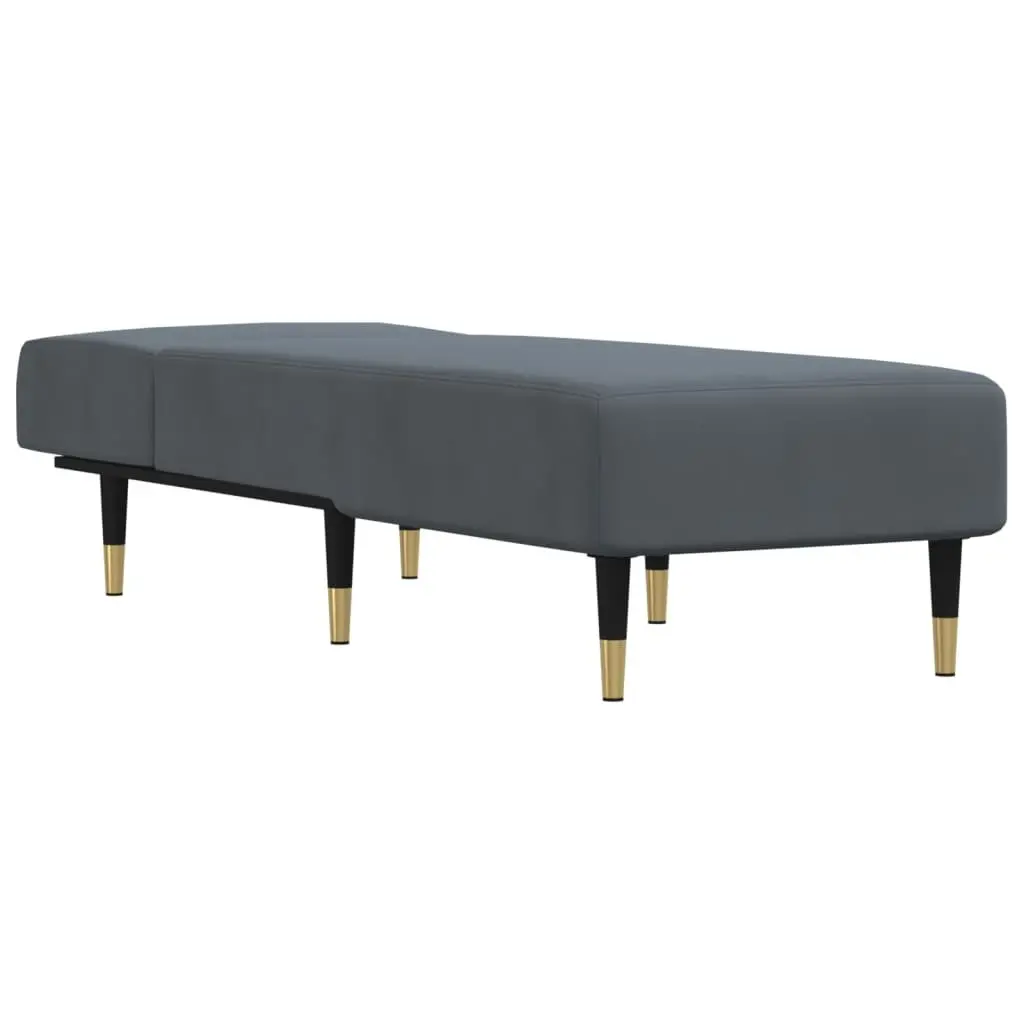 Chaise Longue Recliner Velvet 3-Position Grey Lounger