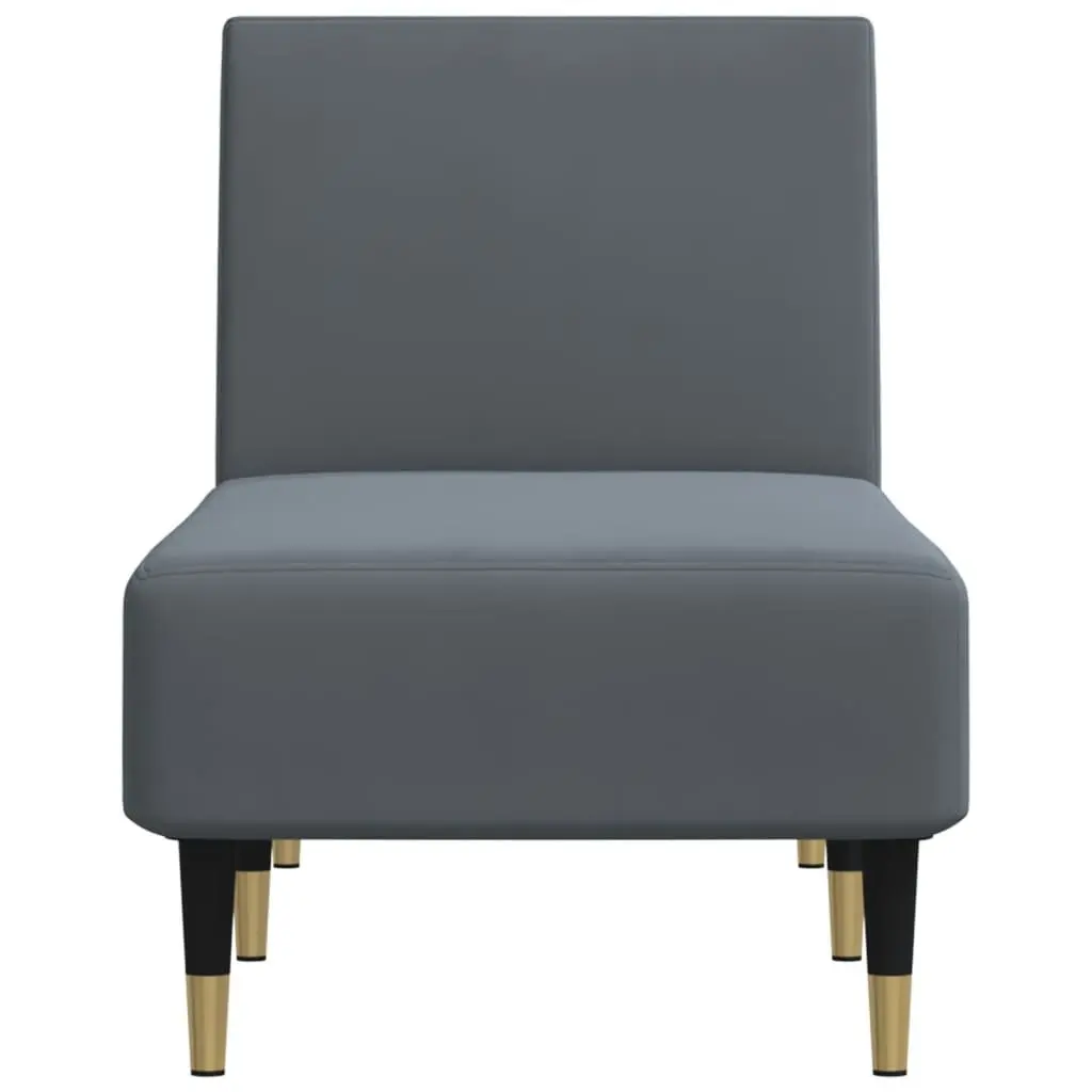 Chaise Longue Recliner Velvet 3-Position Grey Lounger