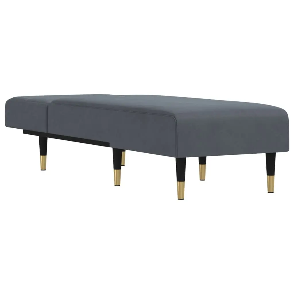 Chaise Longue Reclining Lounge Chair Velvet Grey 3-Position Convertible