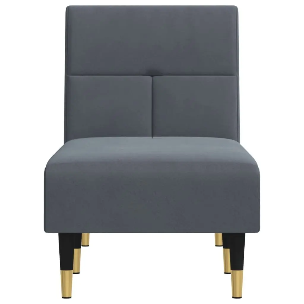 Chaise Longue Reclining Lounge Chair Velvet Grey 3-Position Convertible