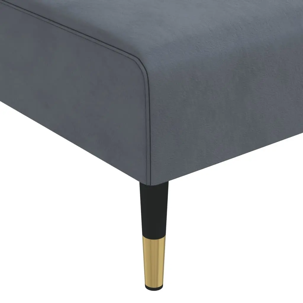 Chaise Longue Reclining Lounge Chair Velvet Grey 3-Position Convertible