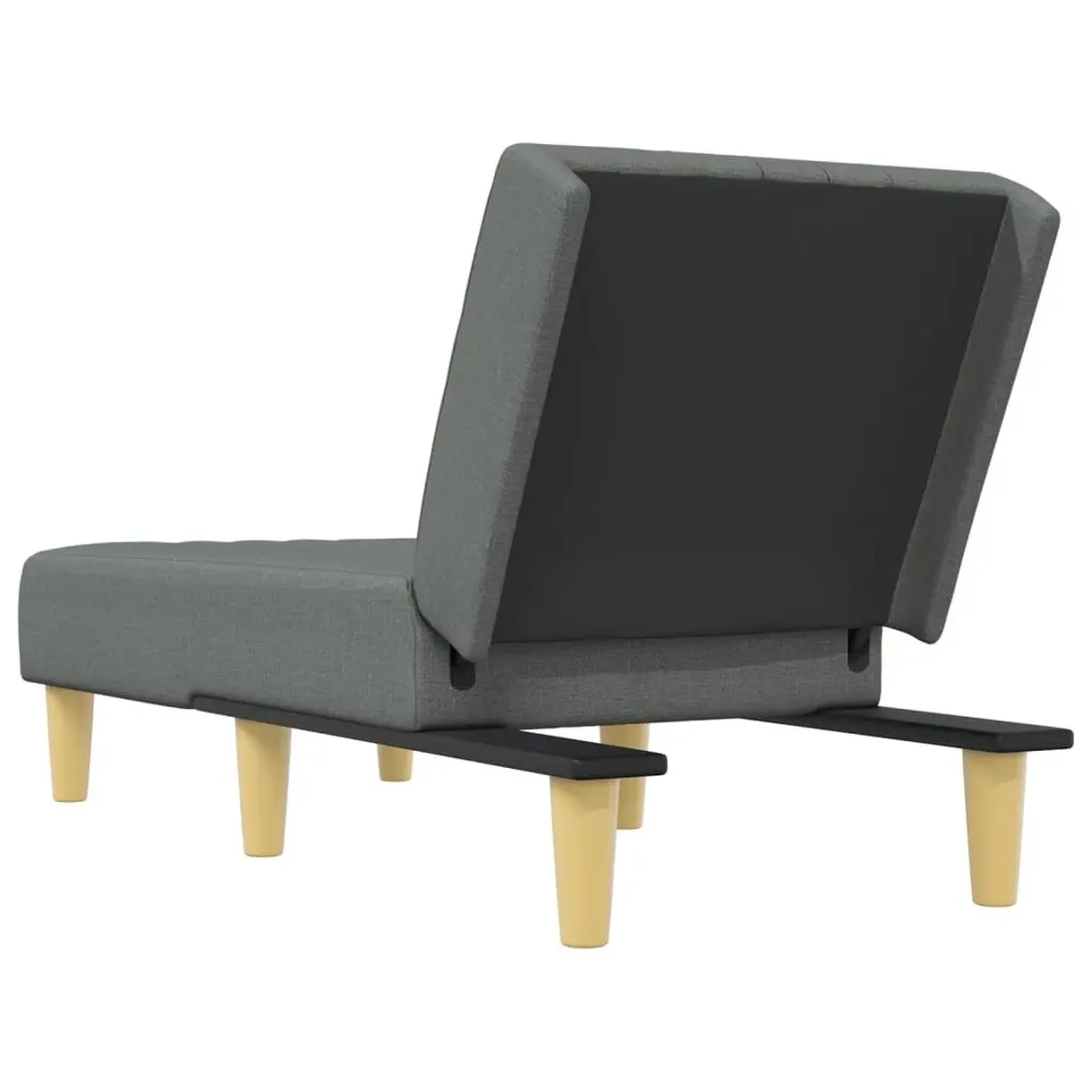 Chaise Longue Fabric Grey 3-Position Convertible Lounge Chair