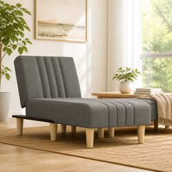 Chaise Longue Reclining Lounge Chair Grey Fabric Convertible 3-Position Sofa