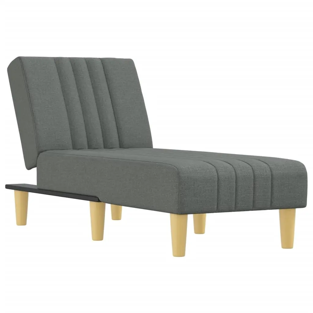 Chaise Longue Fabric Grey Convertible 3-Position Lounge Chair
