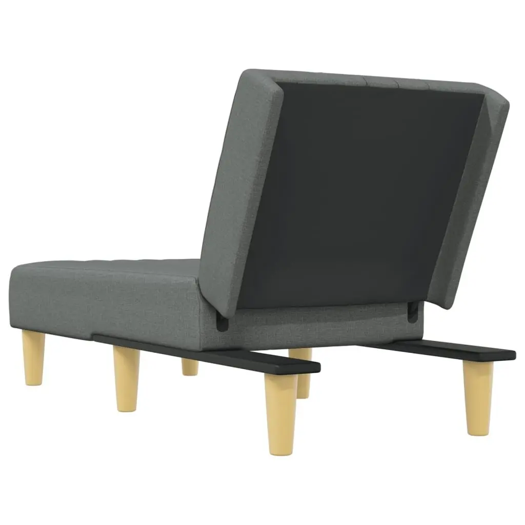 Chaise Longue Fabric Grey Convertible 3-Position Lounge Chair