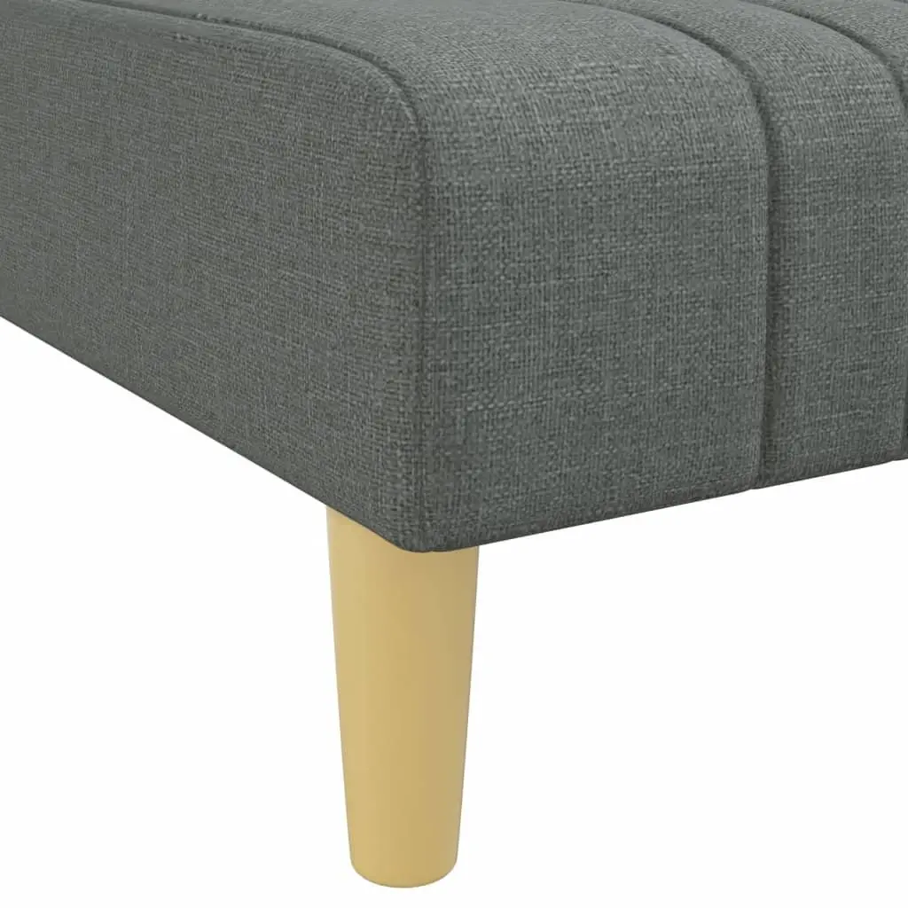 Chaise Longue Fabric Grey Convertible 3-Position Lounge Chair