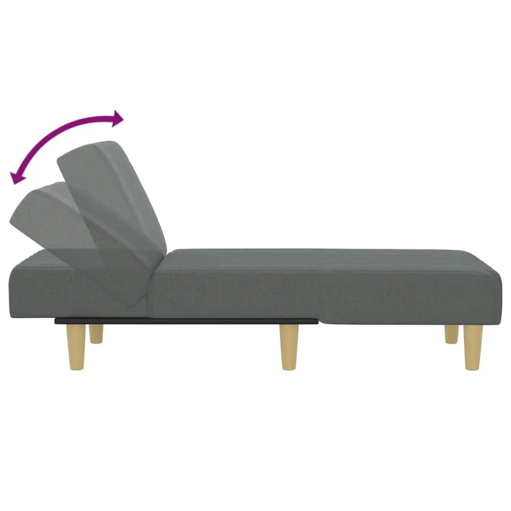 Chaise Longue Fabric Grey Convertible 3-Position Lounge Chair