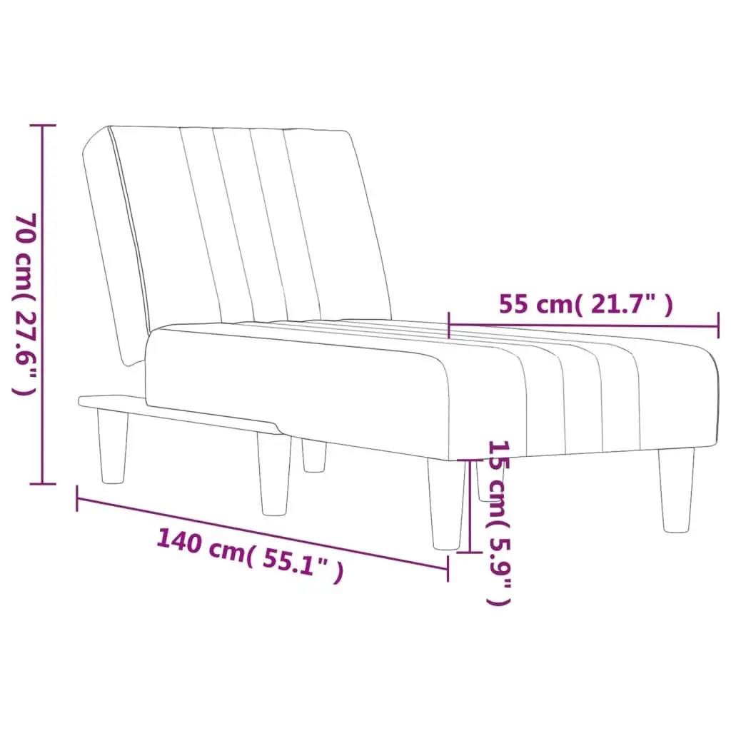 Chaise Longue Fabric Grey Convertible 3-Position Lounge Chair