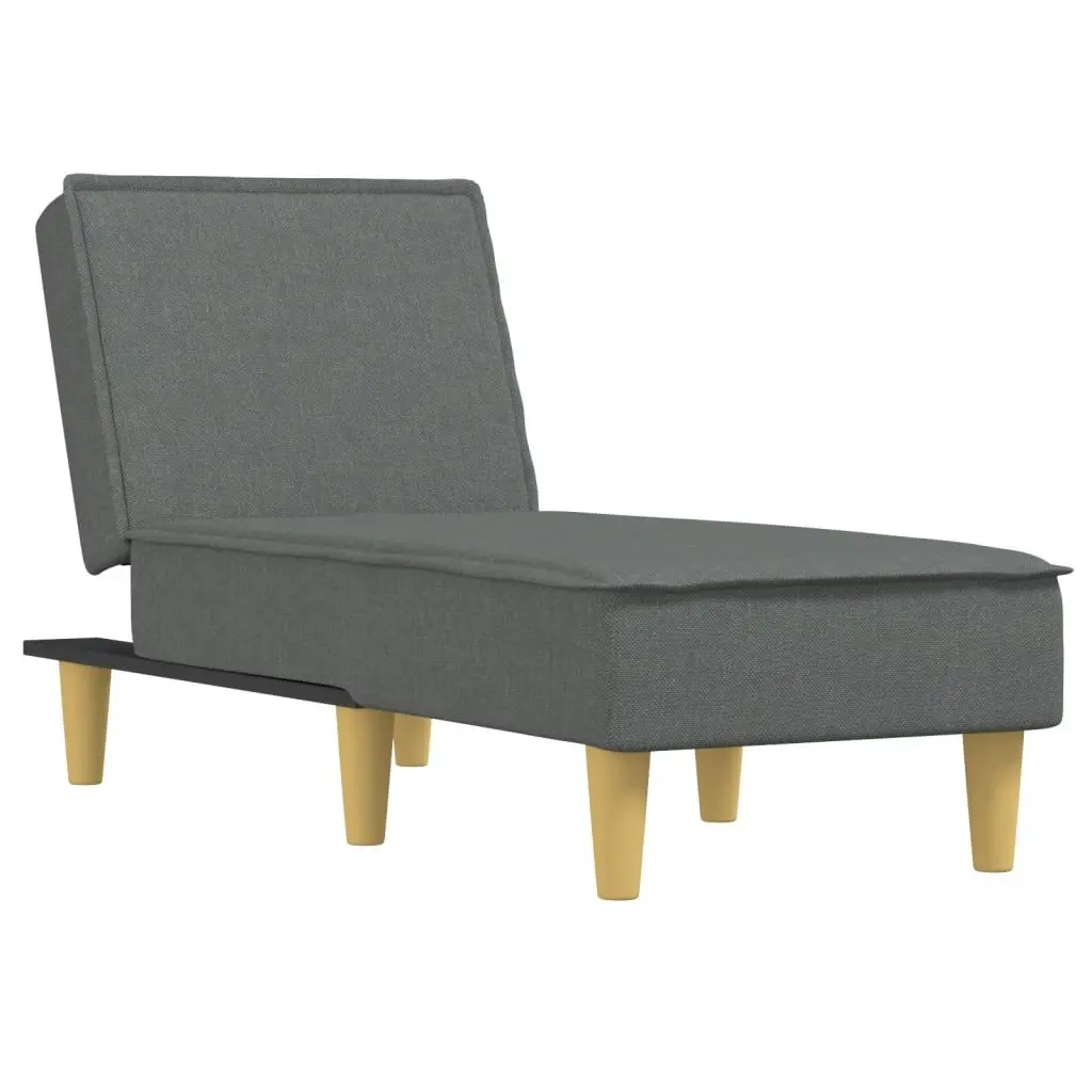 Chaise Longue Fabric Dark Grey Convertible Lounge Chair 3 Positions