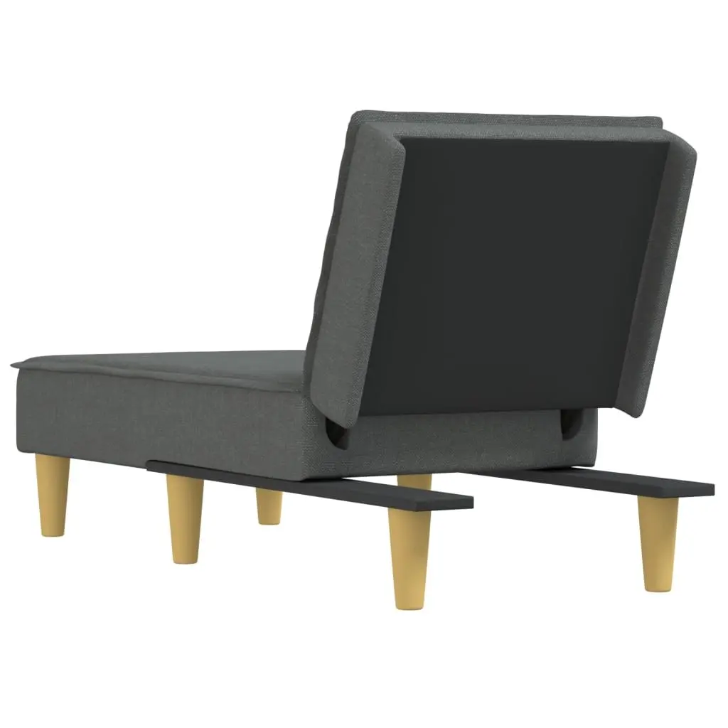 Chaise Longue Fabric Dark Grey Convertible Lounge Chair 3 Positions