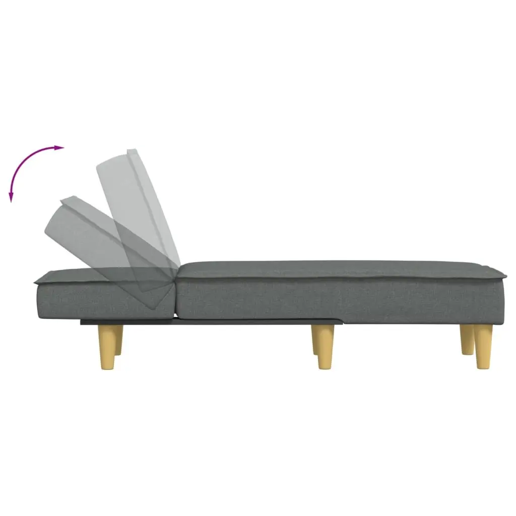 Chaise Longue Fabric Dark Grey Convertible Lounge Chair 3 Positions
