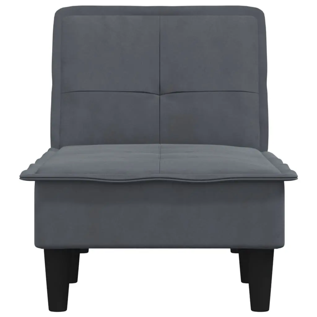 Chaise Longue Velvet Grey Convertible Lounge Chair 3 Position Sofa Bed