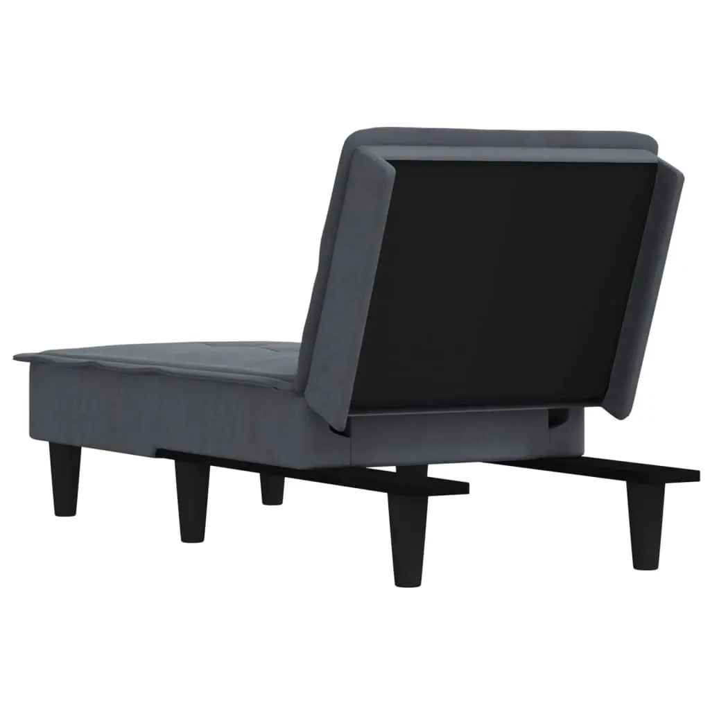 Chaise Longue Velvet Grey Convertible Lounge Chair 3 Position Sofa Bed