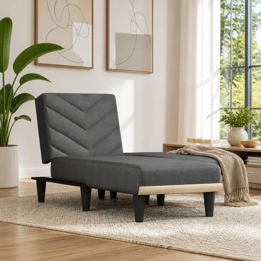 Chaise Longue Reclining Lounge Chair Fabric Grey