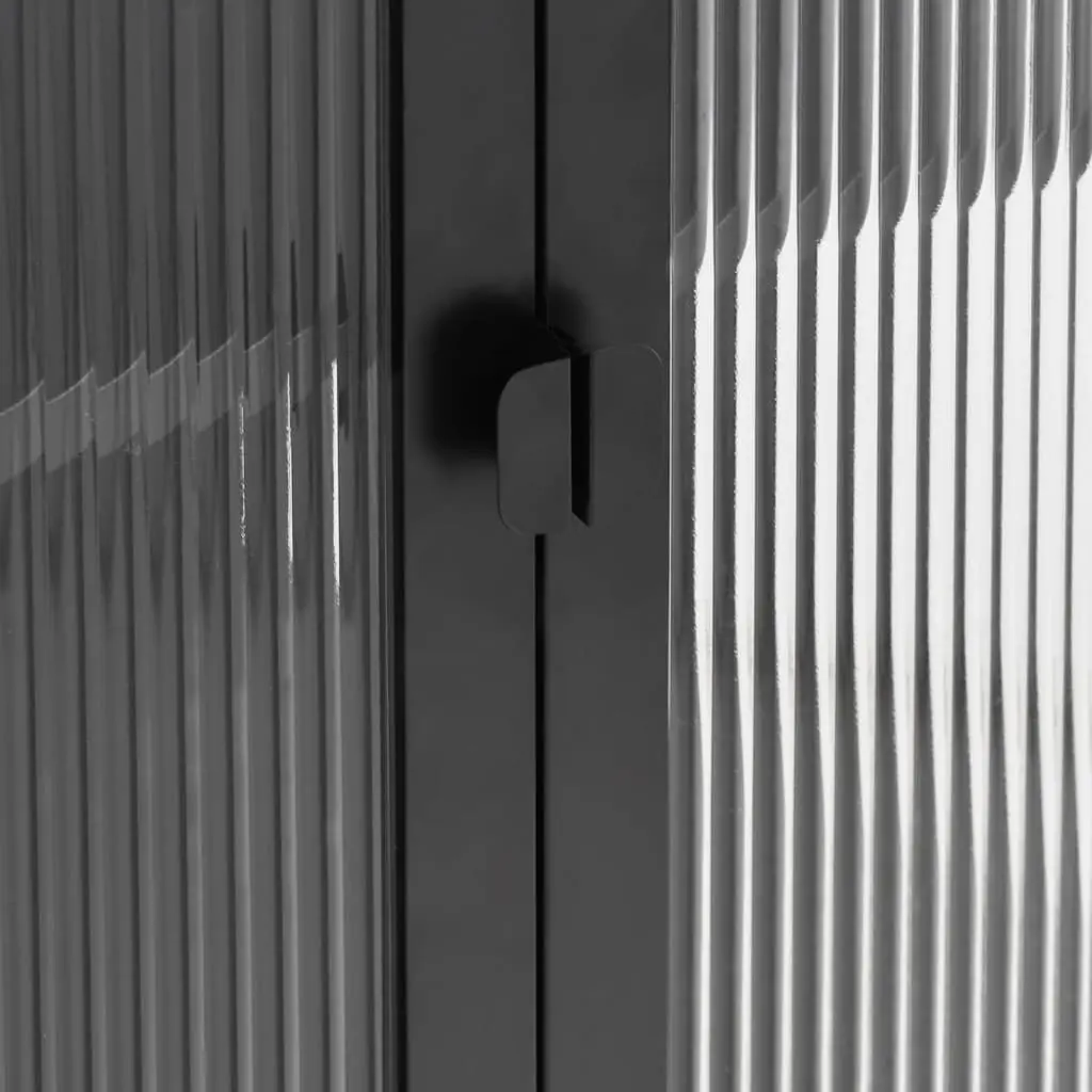 Highboard Sideboard Steel Fluted Glass 90 x 40 x 180 cm Black