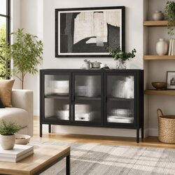 Versatile Black Sideboard for Home Organization 105x35x70 cm
