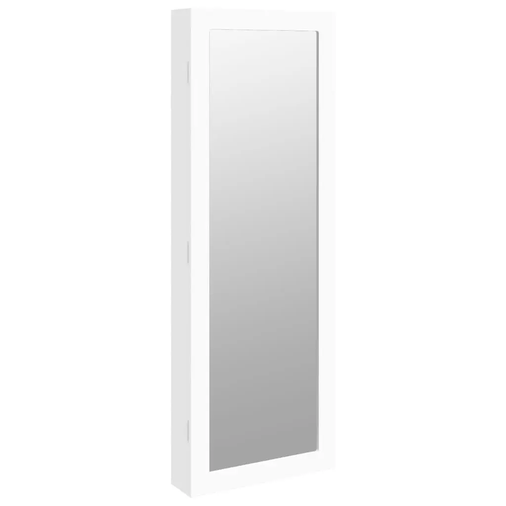 Wall Mounted Jewellery Cabinet Engineered Wood Full Length Mirror White