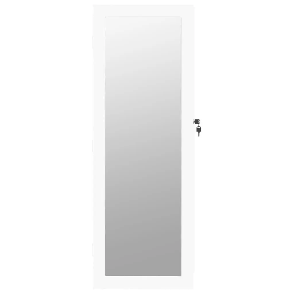 Wall Mounted Jewellery Cabinet Engineered Wood Full Length Mirror White