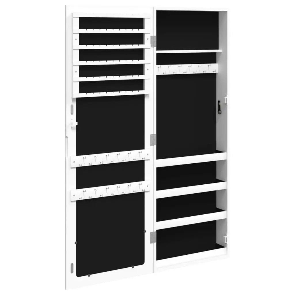 Wall Mounted Jewellery Cabinet Engineered Wood Full Length Mirror White