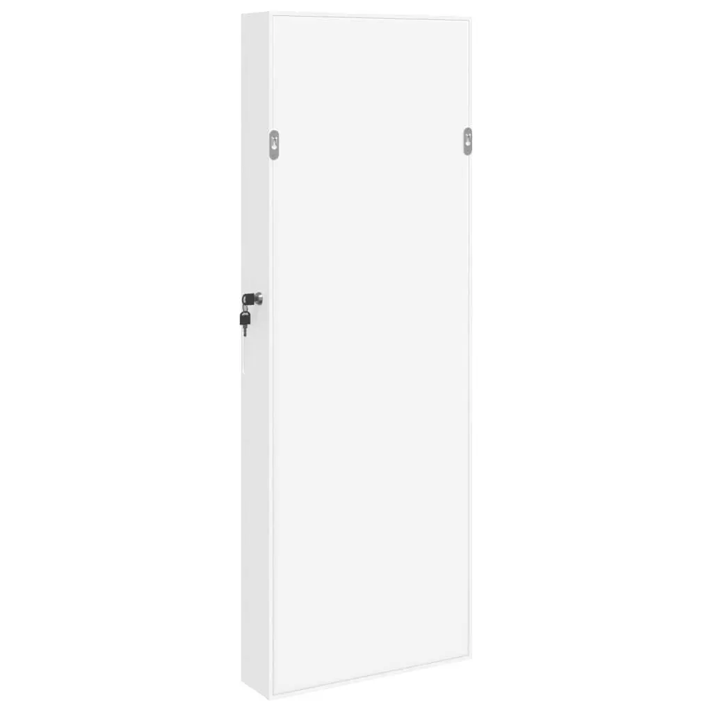 Wall Mounted Jewellery Cabinet Engineered Wood Full Length Mirror White