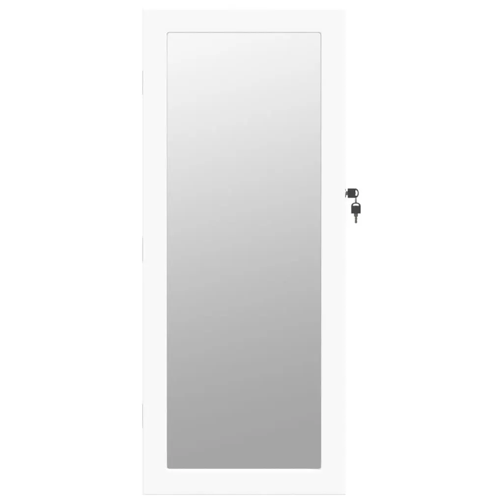 Mirror Jewellery Cabinet Wall Mounted LED Lights Storage Organiser White