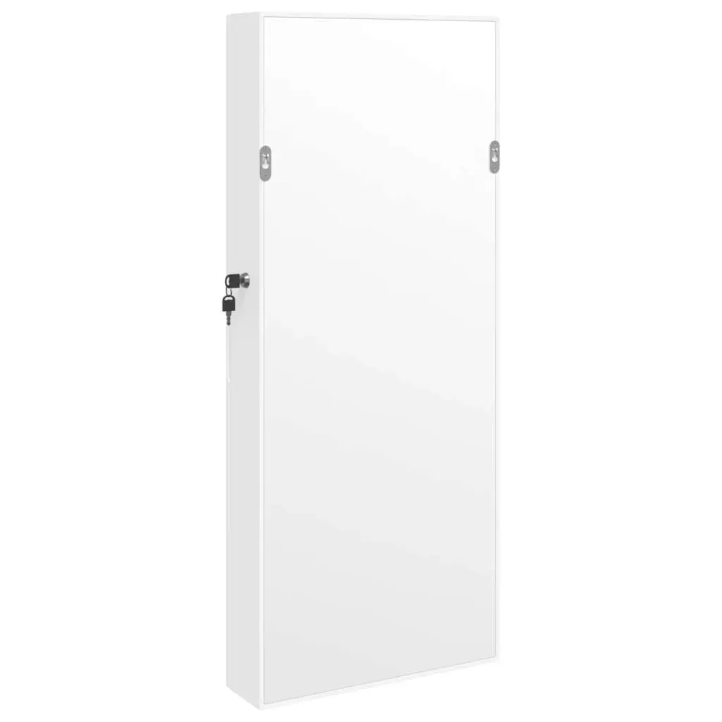Mirror Jewellery Cabinet Wall Mounted LED Lights Storage Organiser White