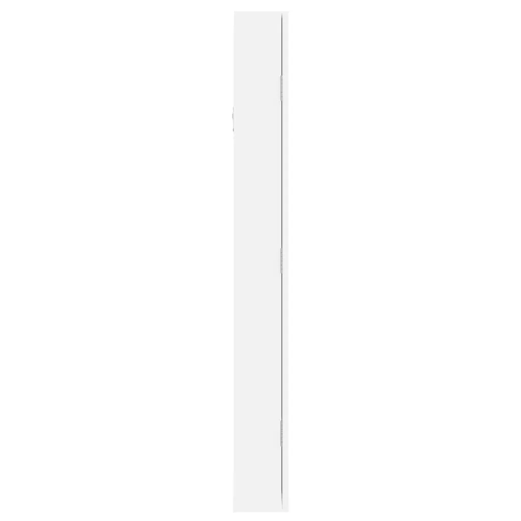 Mirror Jewellery Cabinet Wall Mounted LED Lights Storage Organiser White