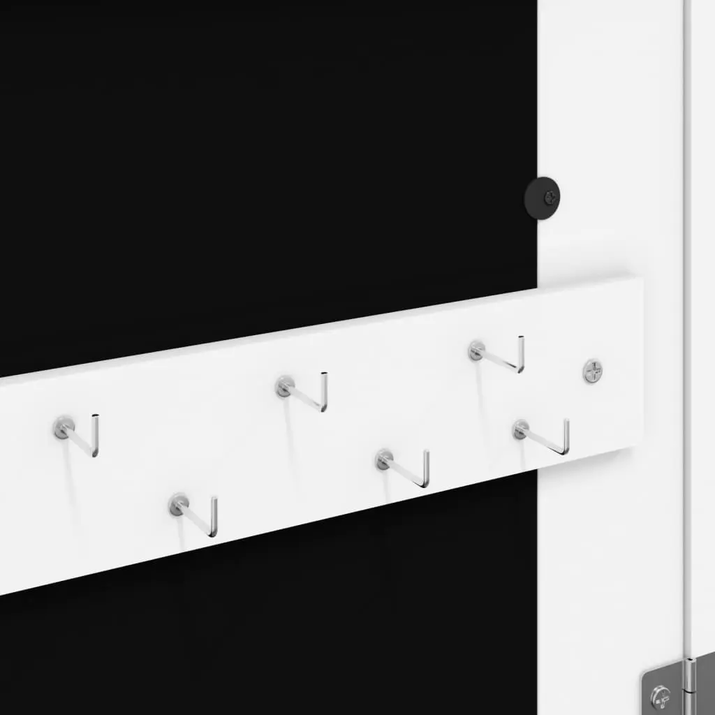 Wall Mounted Mirror Jewellery Cabinet with LED Lights White Storage Organizer