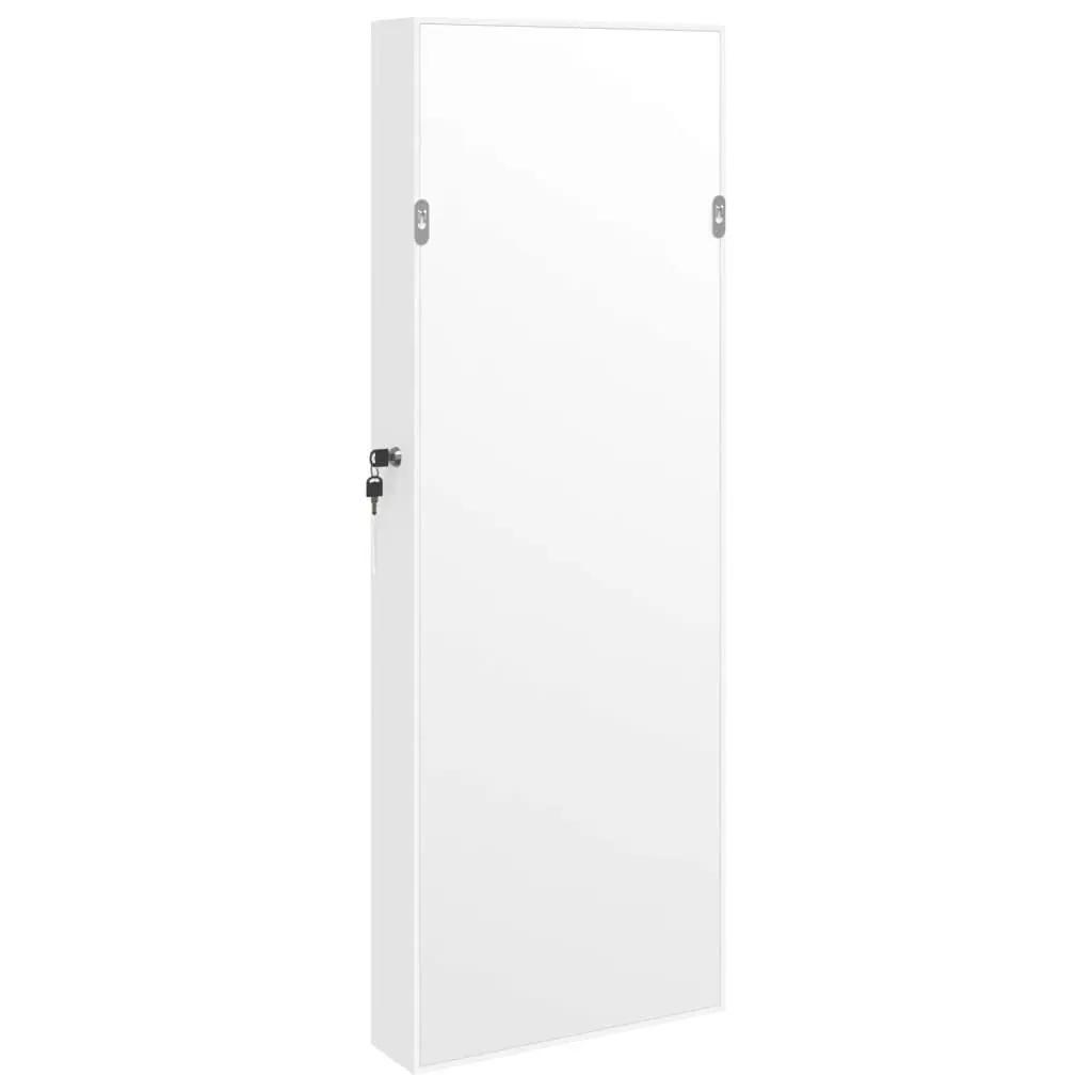 Wall Mounted Mirror Jewellery Cabinet with LED Lights White Storage Organizer