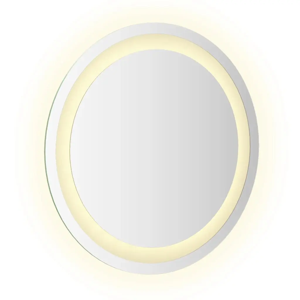LED Bathroom Mirror Round 40cm Transparent Waterproof Wall Mount Ambient Lighting
