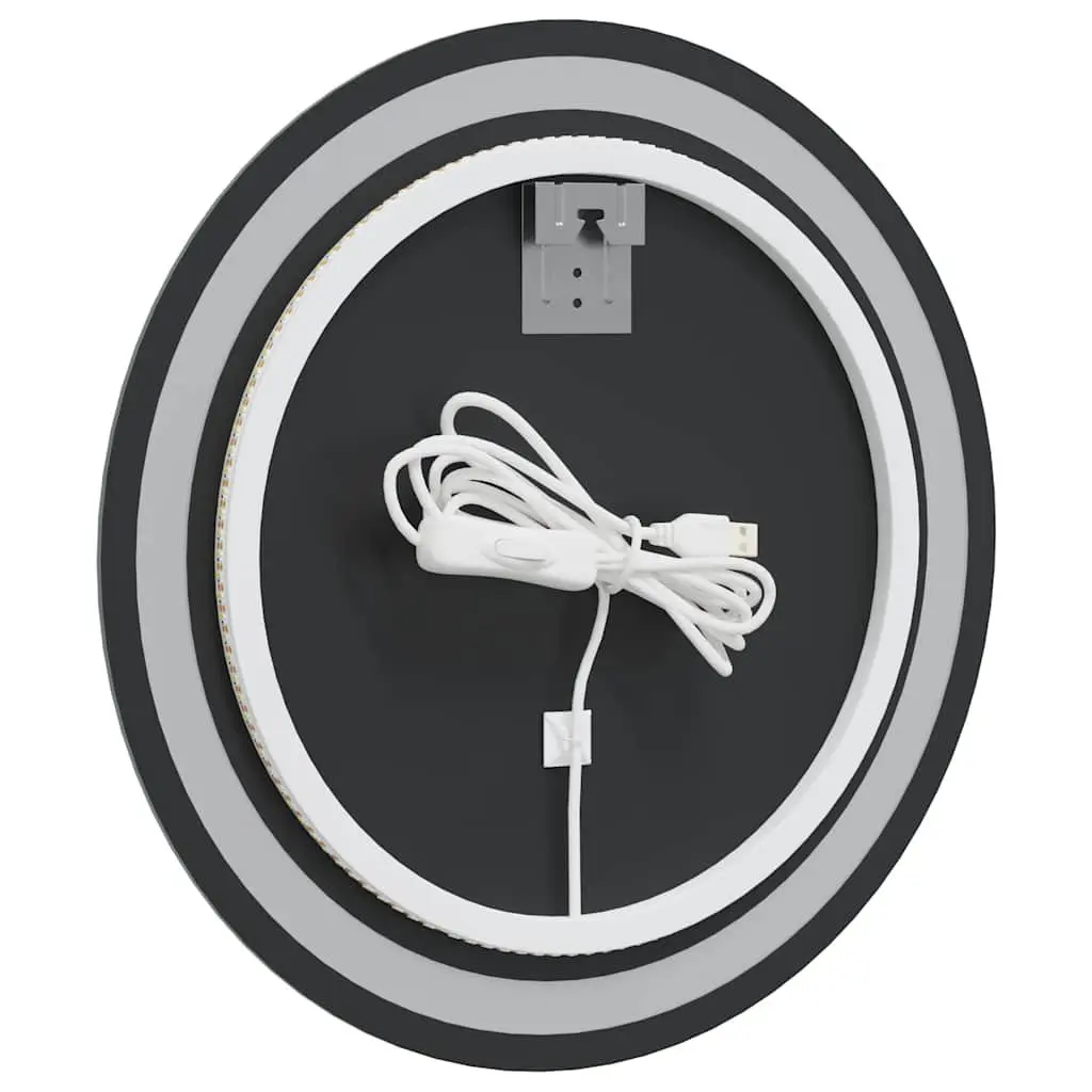 LED Bathroom Mirror 50cm Round with Integrated Lights USB Powered Wall Mount