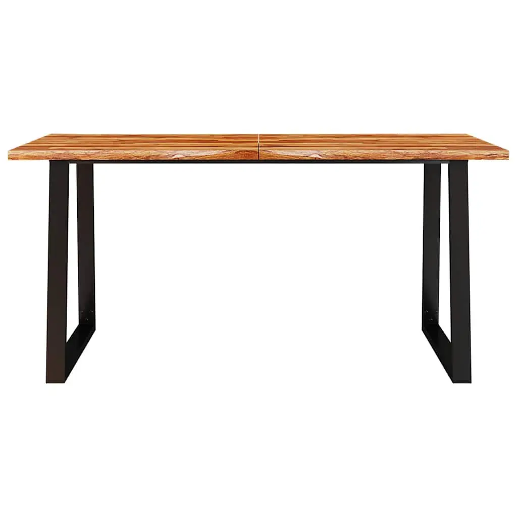 Dining Table Solid Acacia Wood 160x80x75 cm Brown U-Shaped Steel Legs