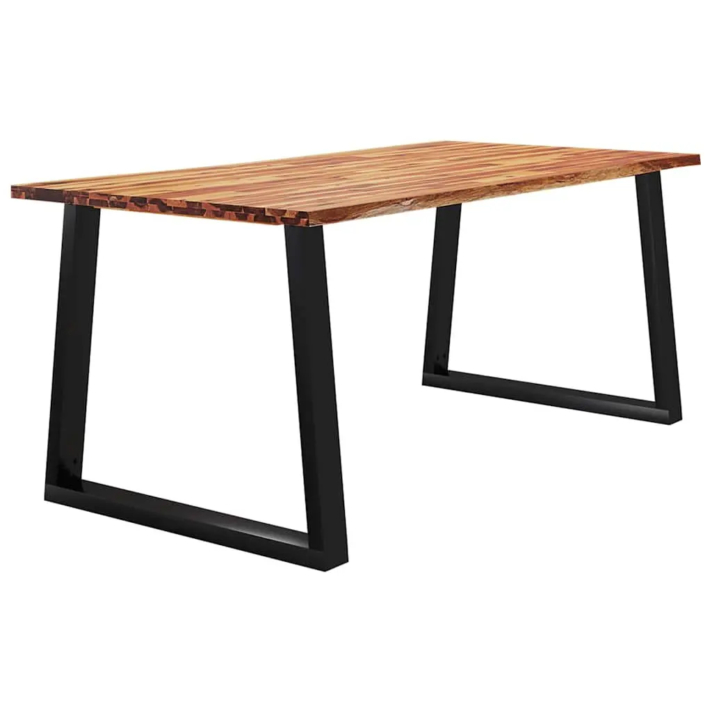 Dining Table Solid Acacia Wood 180x90x75 cm Live Edge Brown