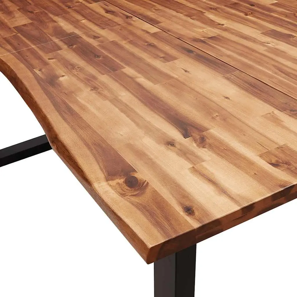 Dining Table Solid Acacia Wood 180x90x75 cm Live Edge Brown