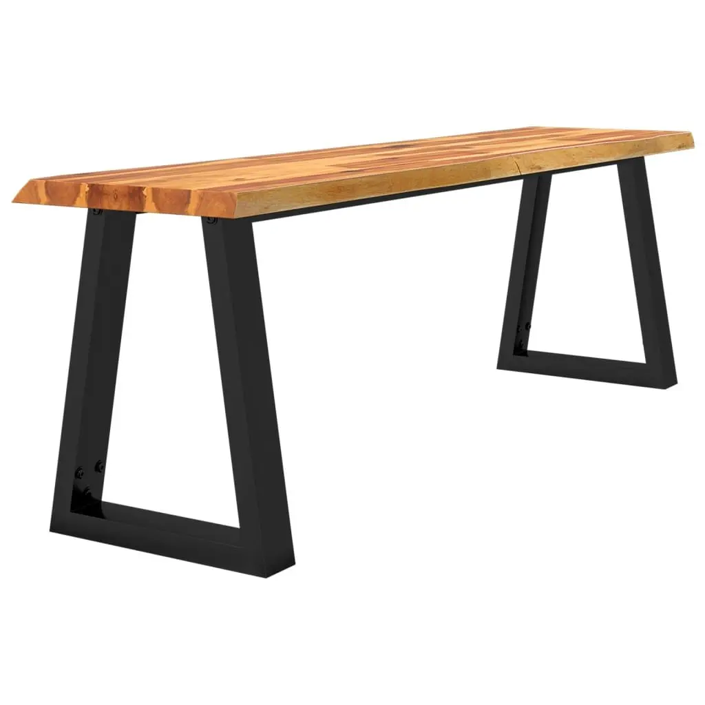 Solid Wood Bench Acacia 140 cm Live Edge Brown U-shaped Steel Legs