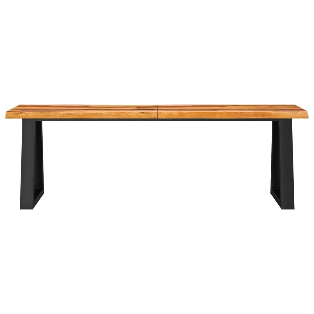 Solid Wood Bench Acacia 140 cm Live Edge Brown U-shaped Steel Legs