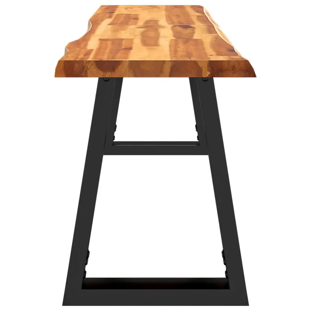 Solid Wood Bench Acacia 140 cm Live Edge Brown U-shaped Steel Legs