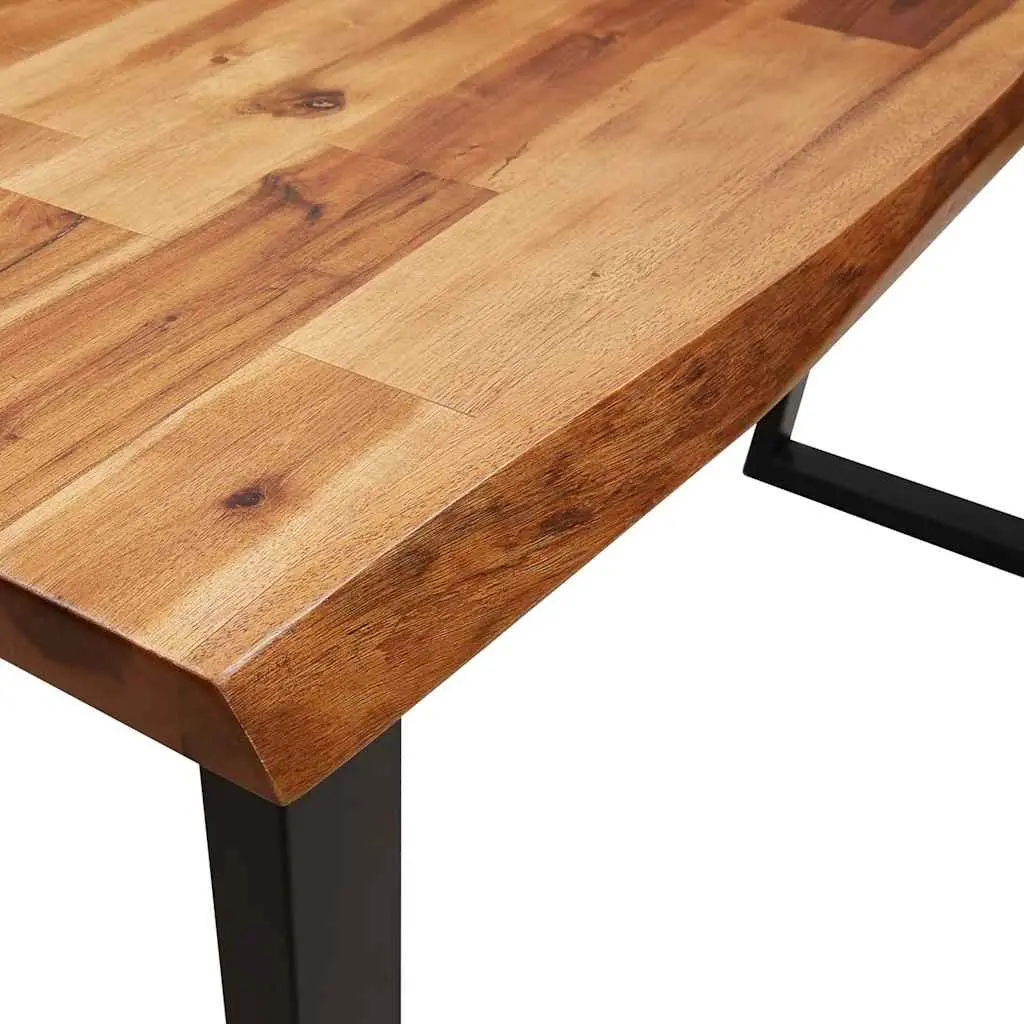 Console Table Solid Acacia Wood Live Edge 140x40x80cm Brown U-shaped Steel Legs