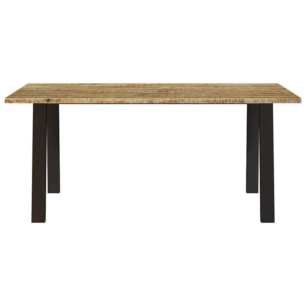 Dining Table Solid Acacia Wood Top Steel Legs 150x90x75cm Brown Kitchen Furniture